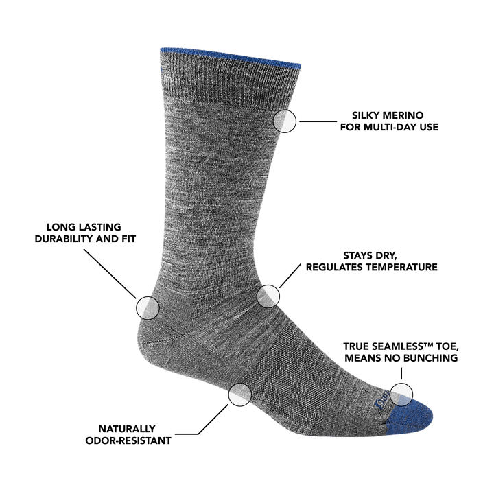 Darn Tough Men's Solid Crew Lightweight Lifestyle Sock | Hiline Sport