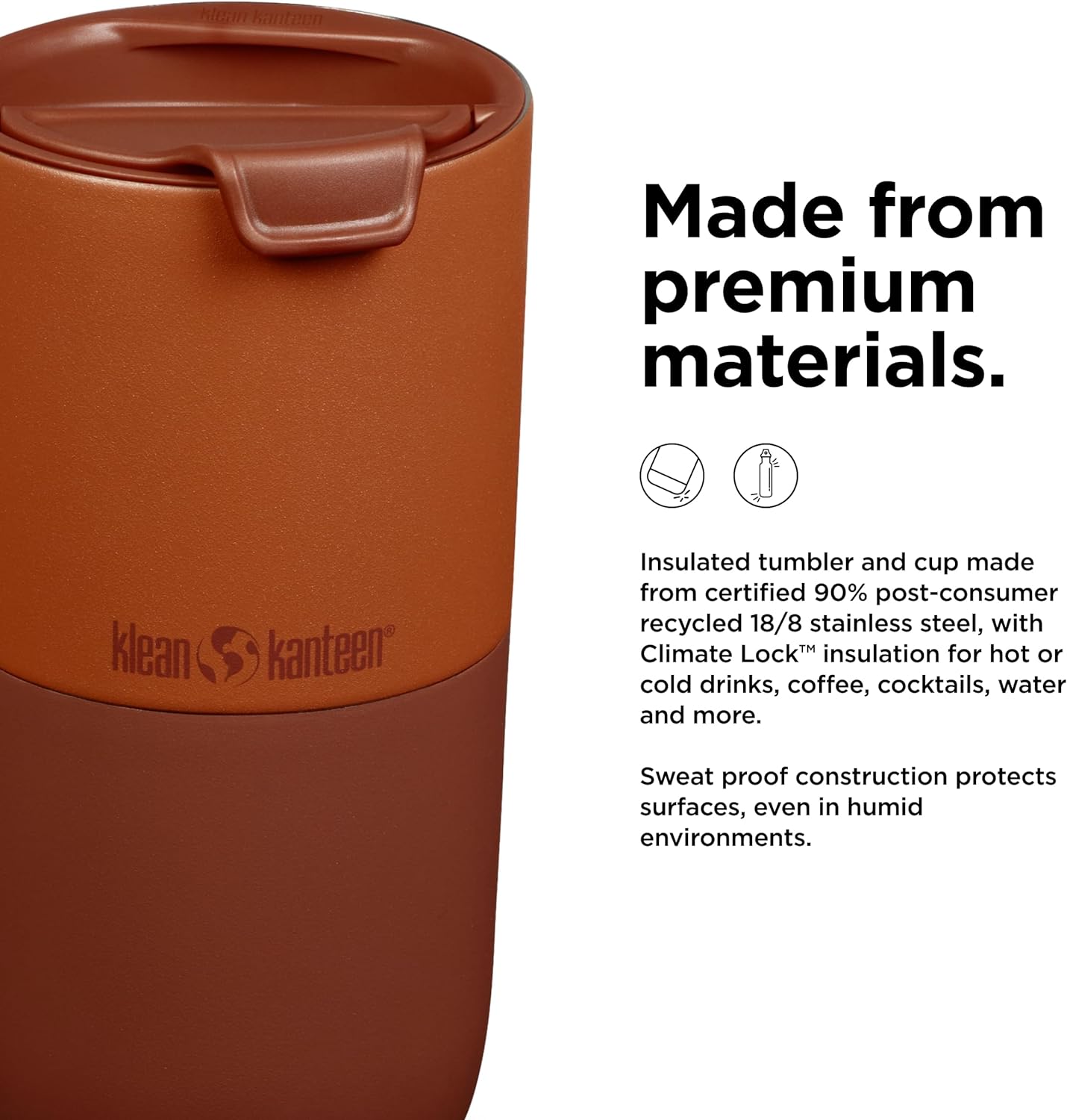 Klean Kanteen 16 oz Rise Tumbler - Stainless Steel with Flip Lid | Hiline Sport