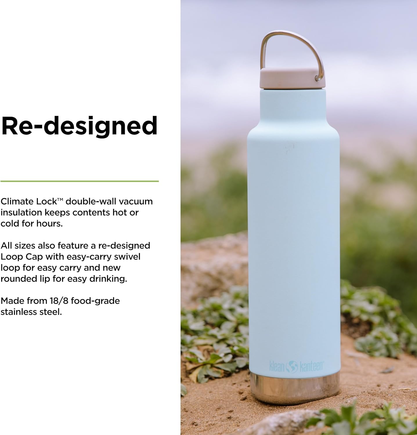 Klean Kanteen 20 oz Classic Insulated Water Bottle with Loop Cap | Hiline Sport
