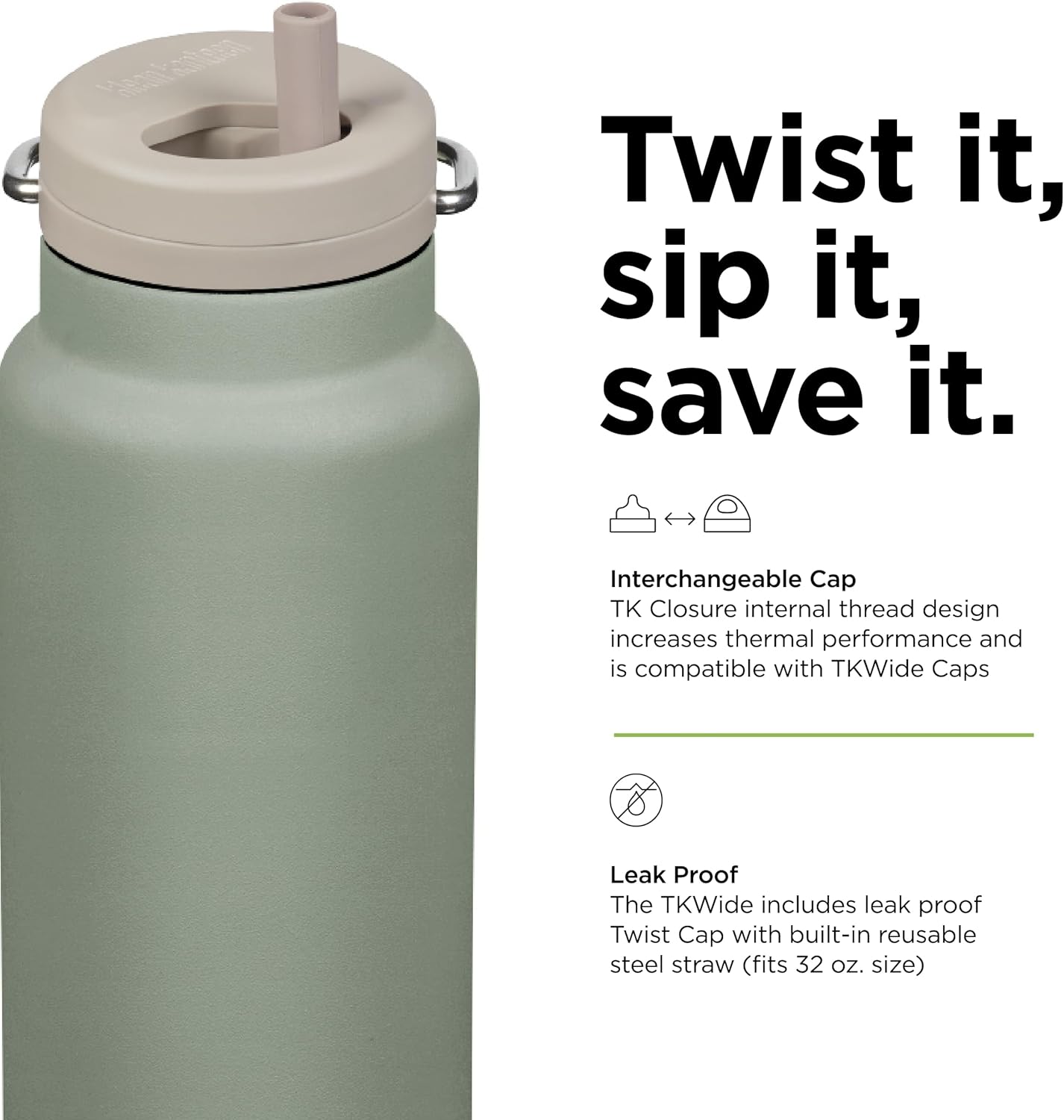 Klean Kanteen 32 oz TKWide Insulated Water Bottle with Twist Cap | Hiline Sport