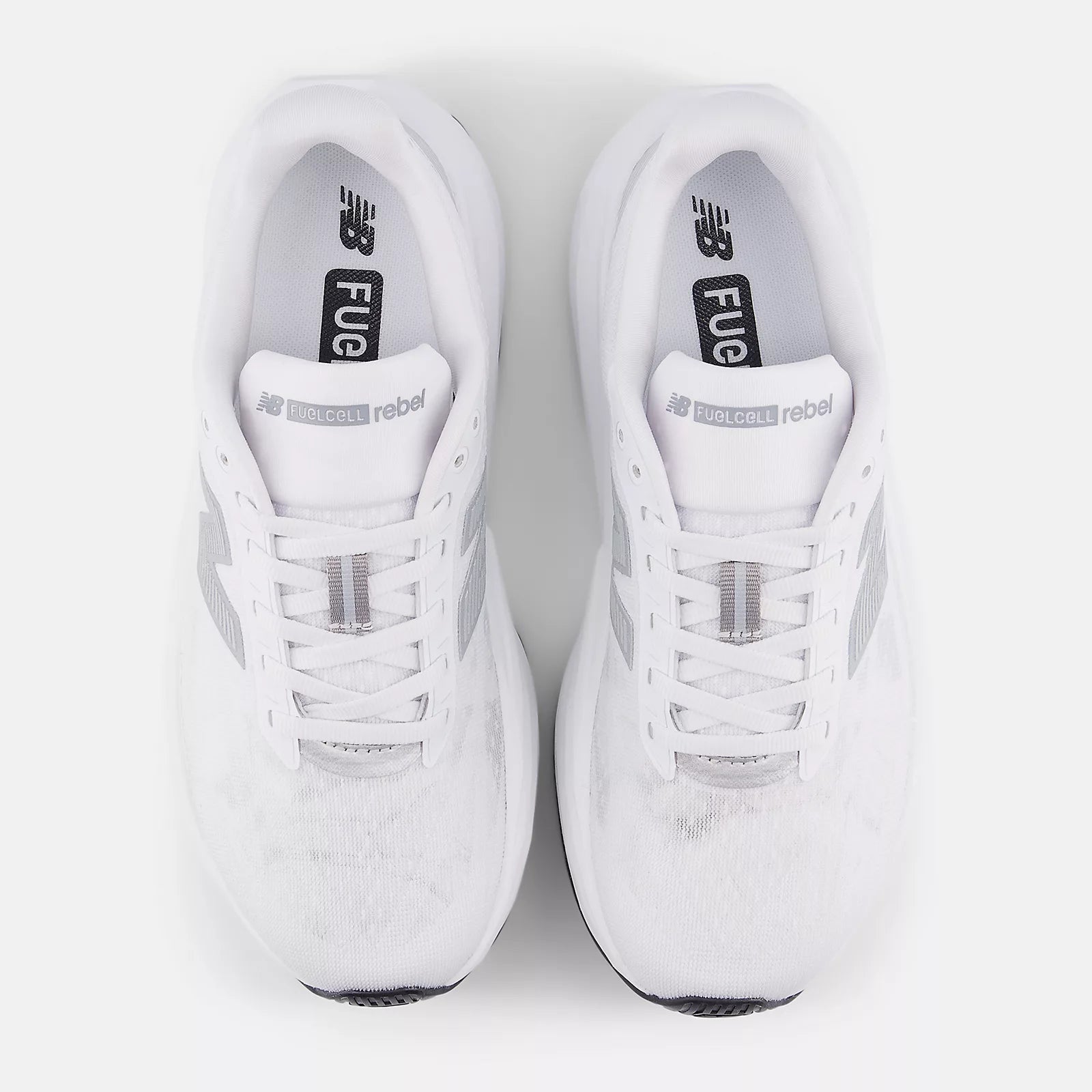 New Balance Women's FuelCell Rebel V5 Running Shoe - White with Silver Metallic and Black