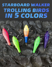 Bluewing 36" Fishing Spreader Bar Starboard Canyon with 9" Floating Squids, Trolling Birds and 316 Stainless Steel Rod - Black/Purple | Hiline Sport