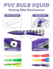 Bluewing 36" Fishing Spreader Bar Starboard Canyon with 9" Floating Squids, Trolling Birds and 316 Stainless Steel Rod - Black/Purple | Hiline Sport