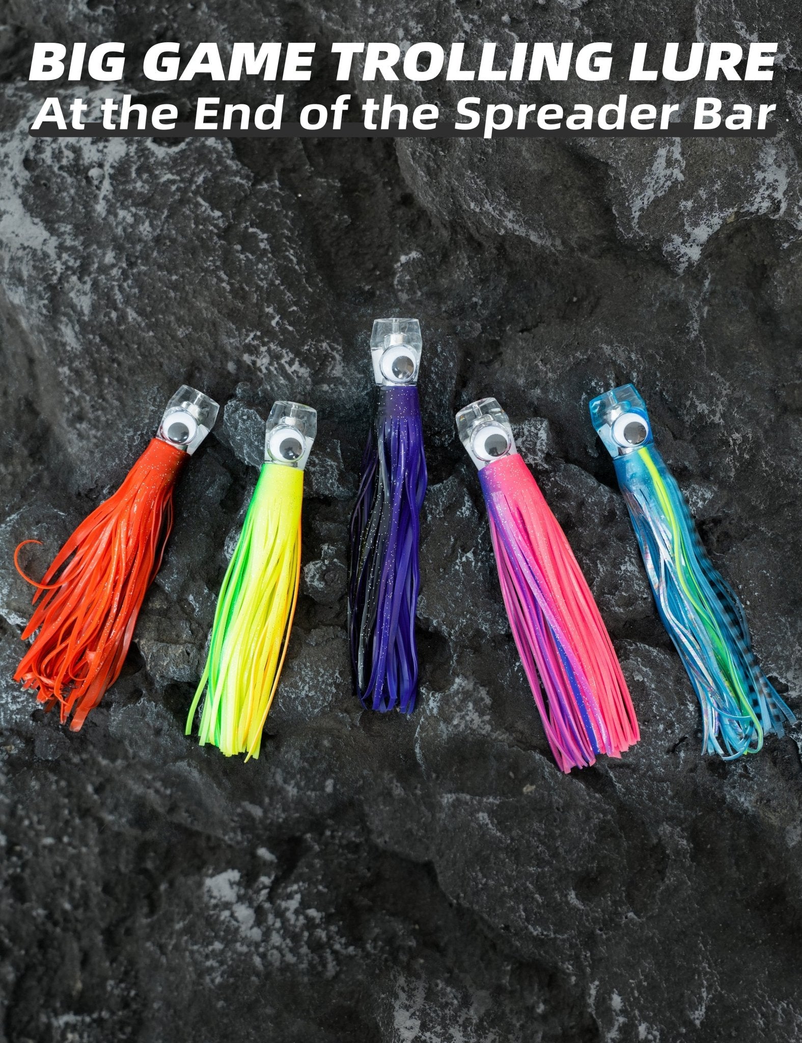 Bluewing 36" Fishing Spreader Bar Starboard Canyon with 9" Floating Squids, Trolling Birds and 316 Stainless Steel Rod - Black/Purple | Hiline Sport