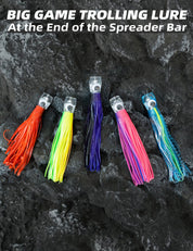 Bluewing 36" Fishing Spreader Bar Starboard Canyon with 9" Floating Squids, Trolling Birds and 316 Stainless Steel Rod - Black/Purple | Hiline Sport