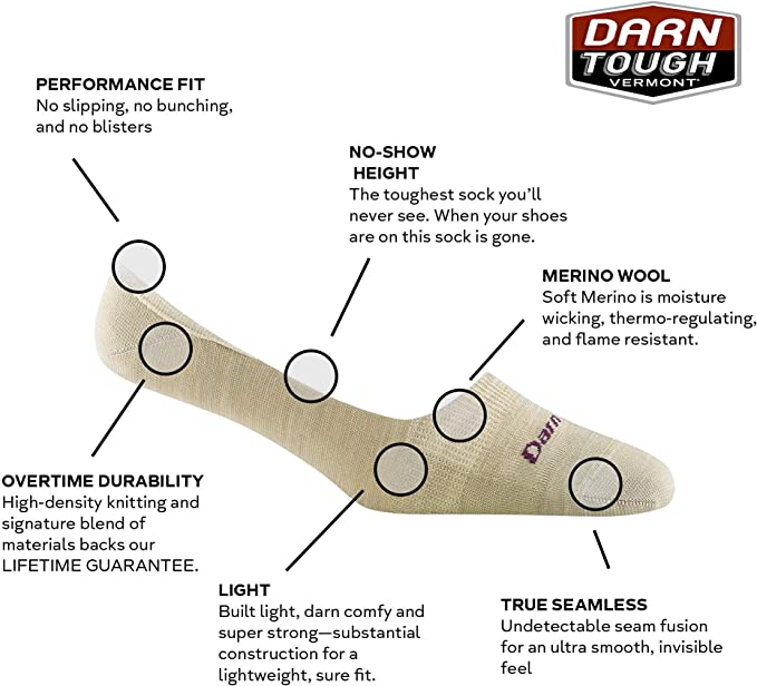 Darn Tough Women's Solid Top Down No Show Socks - Hiline Sport -