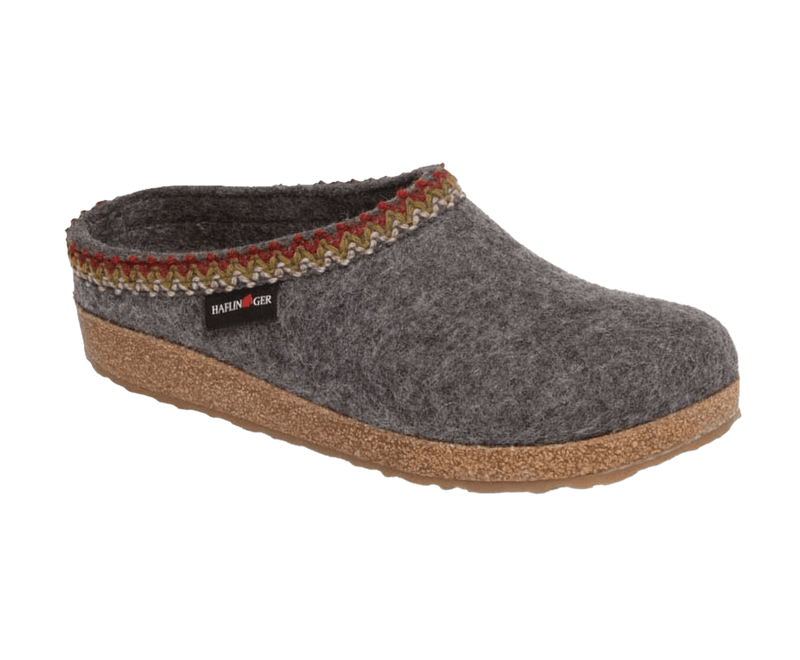 Haflinger Unisex GZL Grizzly Wool Clog Leather Trim Slipper
