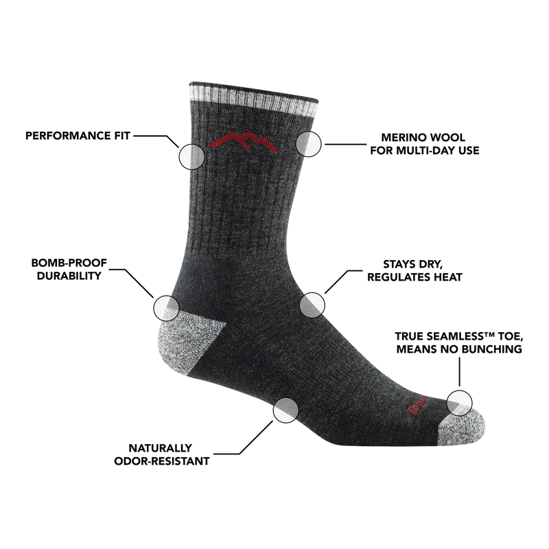 Darn Tough Men's Hiker Micro Crew Midweight Hiking Sock