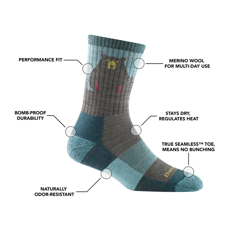 Darn Tough Women's Bear Town Micro Crew Lightweight Hiking Sock