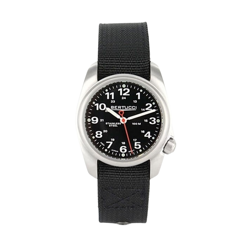 Bertucci A-1S Black Dial Stainless Steel w/ Nylon Strap Field Watch