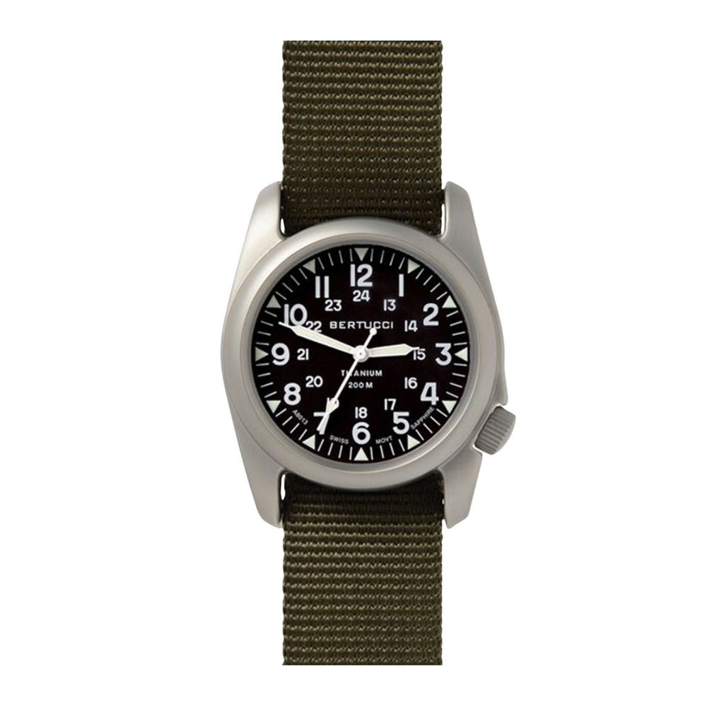 Bertucci A-2T Vintage Marine Titanium with Defender Olive Nylon Strap Watch
