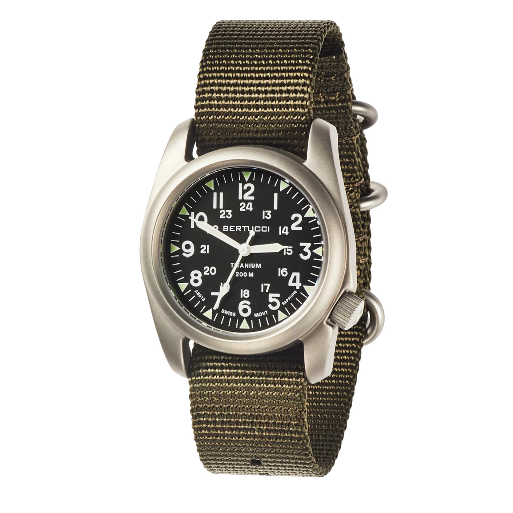 Bertucci A-2T Vintage Marine Titanium with Defender Olive Nylon Strap Watch