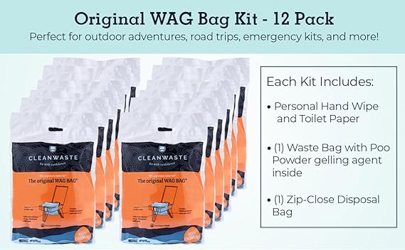 Cleanwaste Original Wag Bag GO Anywhere Toilet Kit