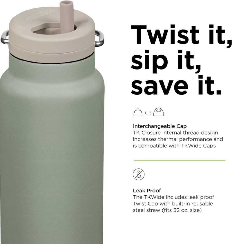 Klean Kanteen 32 oz TKWide Insulated Water Bottle with Twist Cap