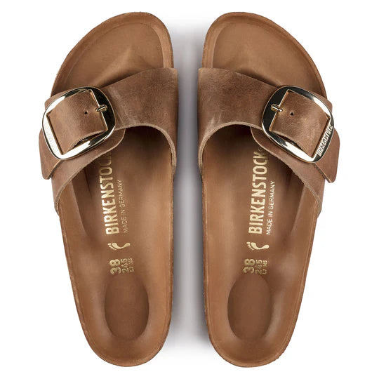 Birkenstock Women's Madrid Big Buckle Natural Leather Oiled Sandals