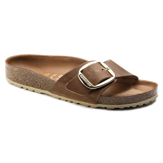 Birkenstock Women's Madrid Big Buckle Natural Leather Oiled Sandals