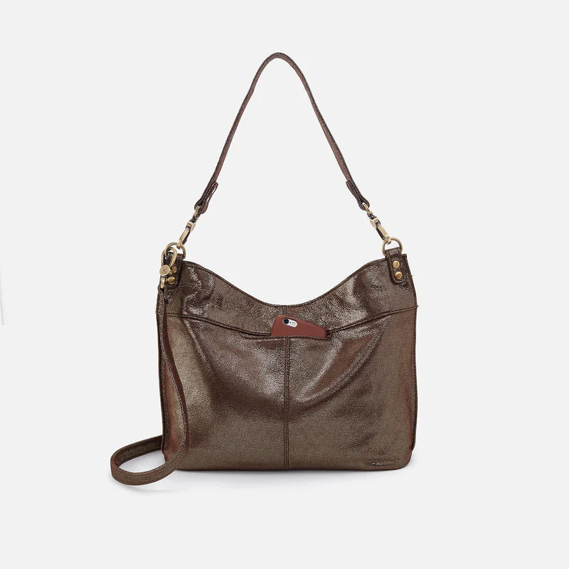 Hobo Pier Shoulder Bag in Metallic Leather