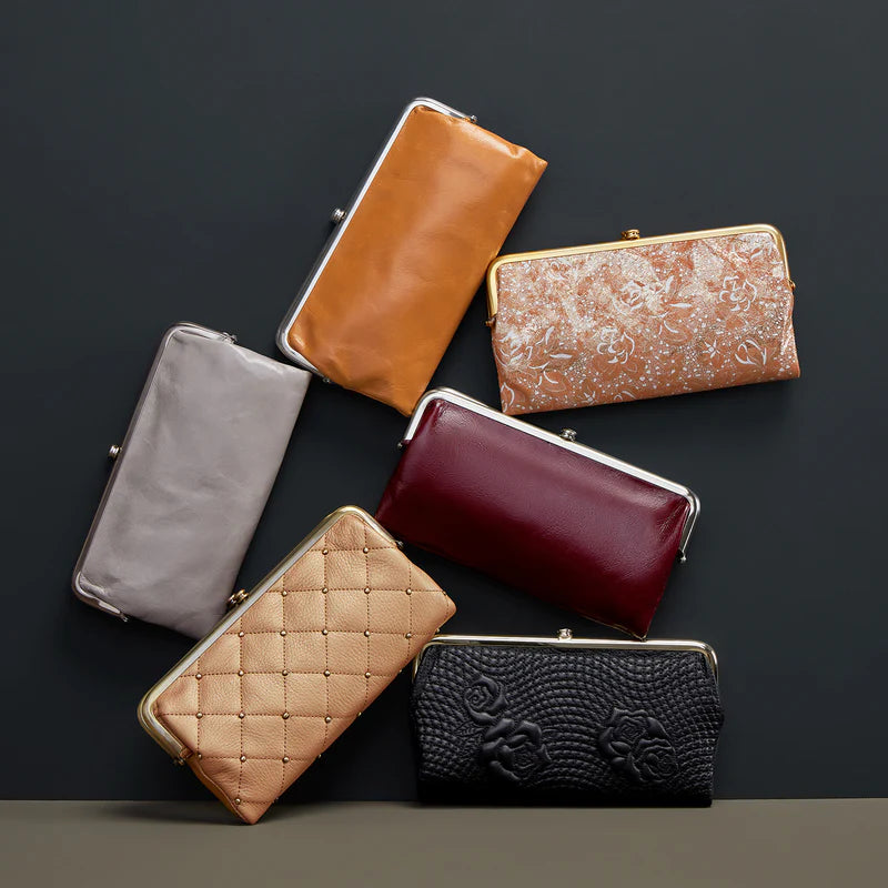 Hobo Lauren In Polished Leather Clutch Wallet