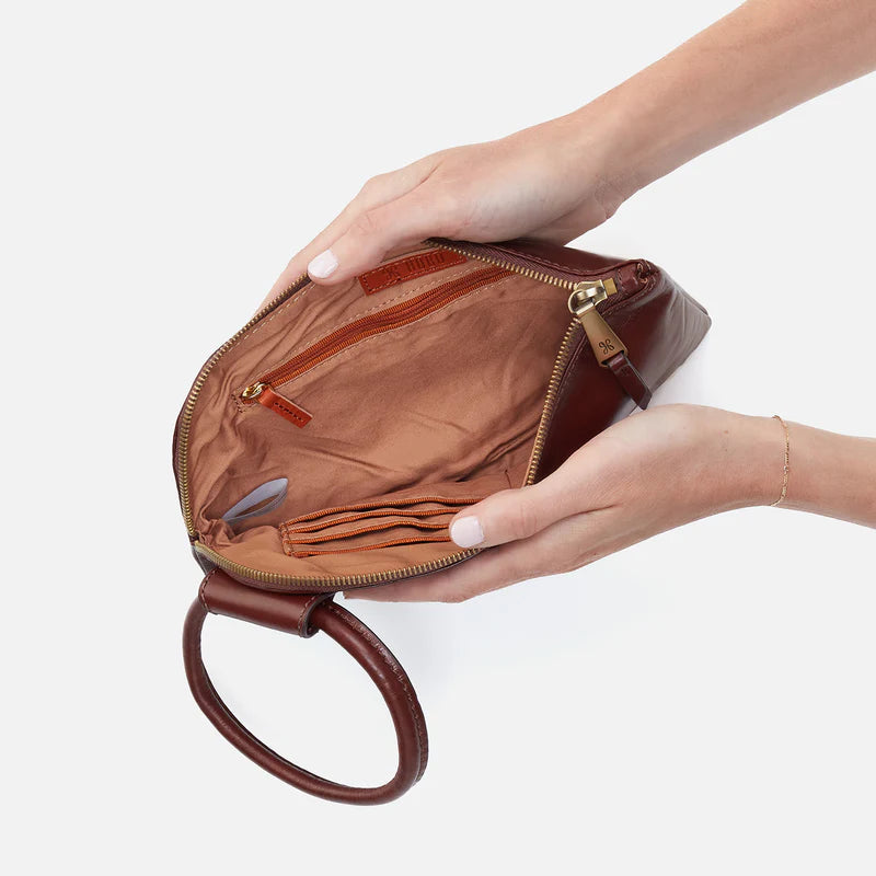 Hobo Sable Polished Leather Clutch Wristlet