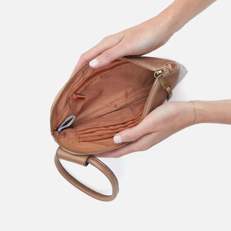 Hobo Sable Polished Leather Clutch Wristlet