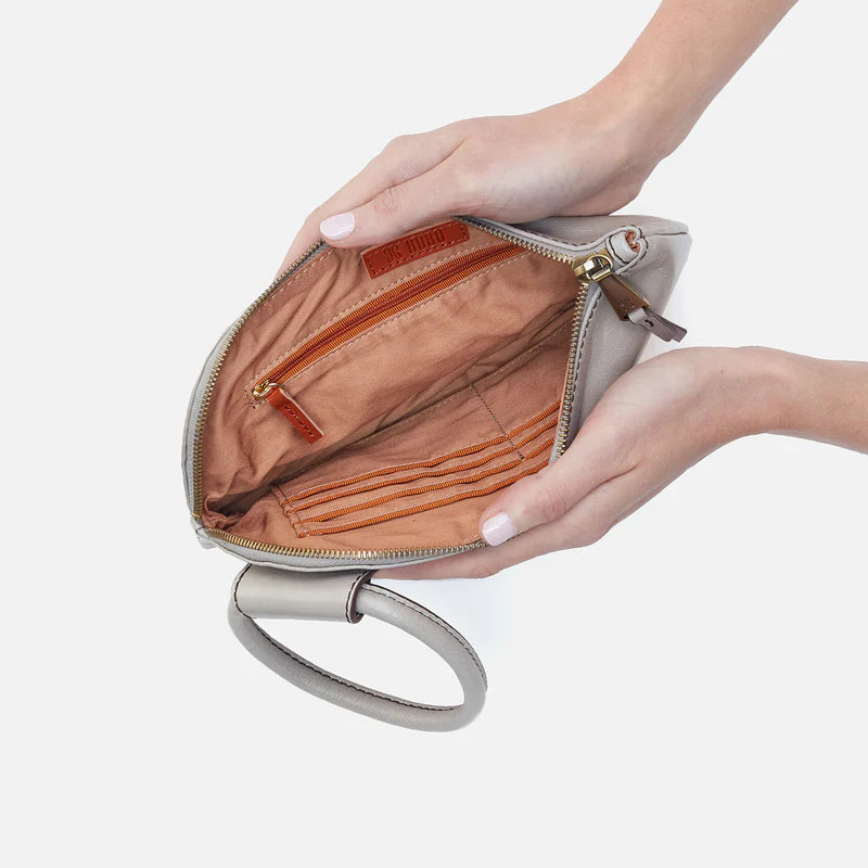 Hobo Sable Polished Leather Clutch Wristlet