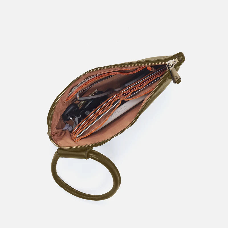 Hobo Sable Polished Leather Clutch Wristlet