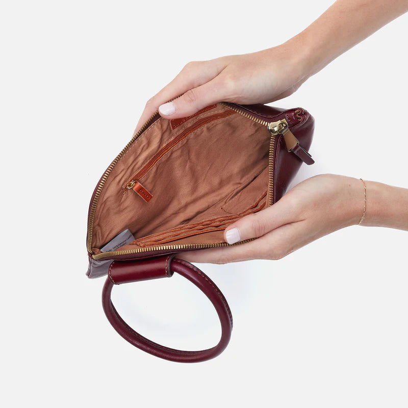 Hobo Sable Polished Leather Clutch Wristlet