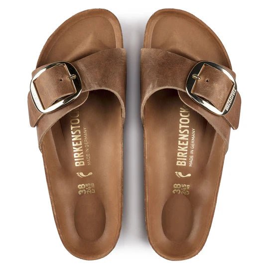 Birkenstock Women's Madrid Big Buckle Natural Leather Oiled Sandals | Hiline Sport