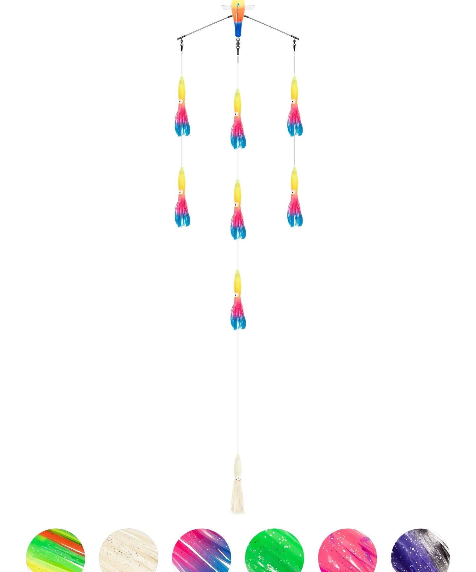 Bluewing Walker 18" Fishing Spreader Bar with 6" Floating Squids - Rainbow | Hiline Sport