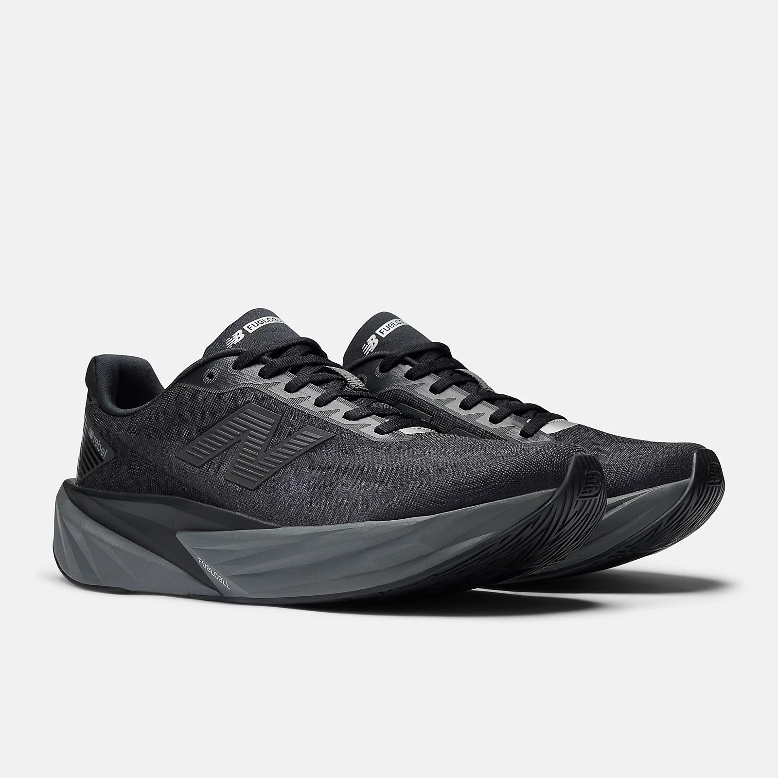 New Balance Men's FuelCell Rebel V5 Running Shoe - Black with Castlerock and Silver Metallic