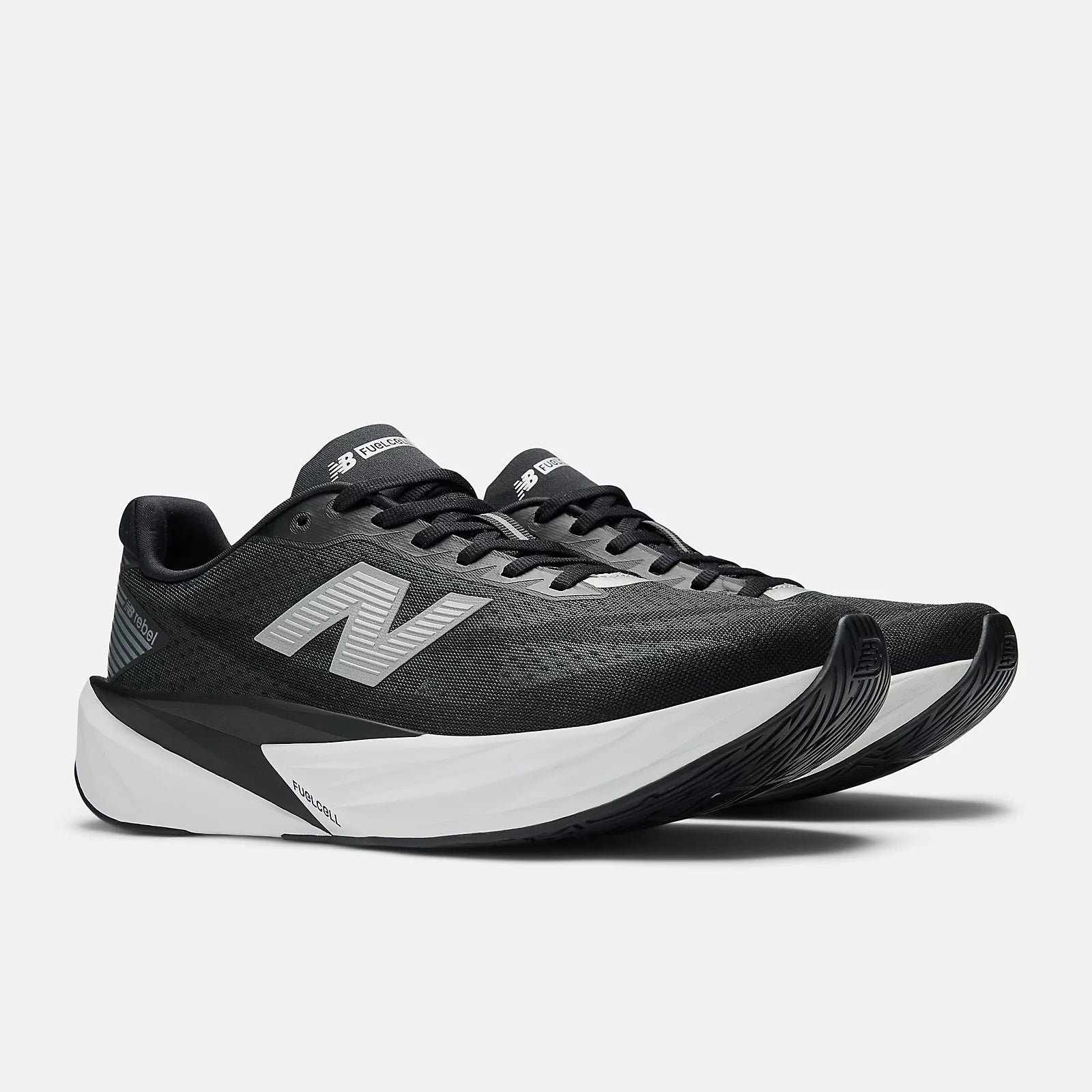 New Balance Men's FuelCell Rebel V5 Running Shoe - Black with NB 103 White and White