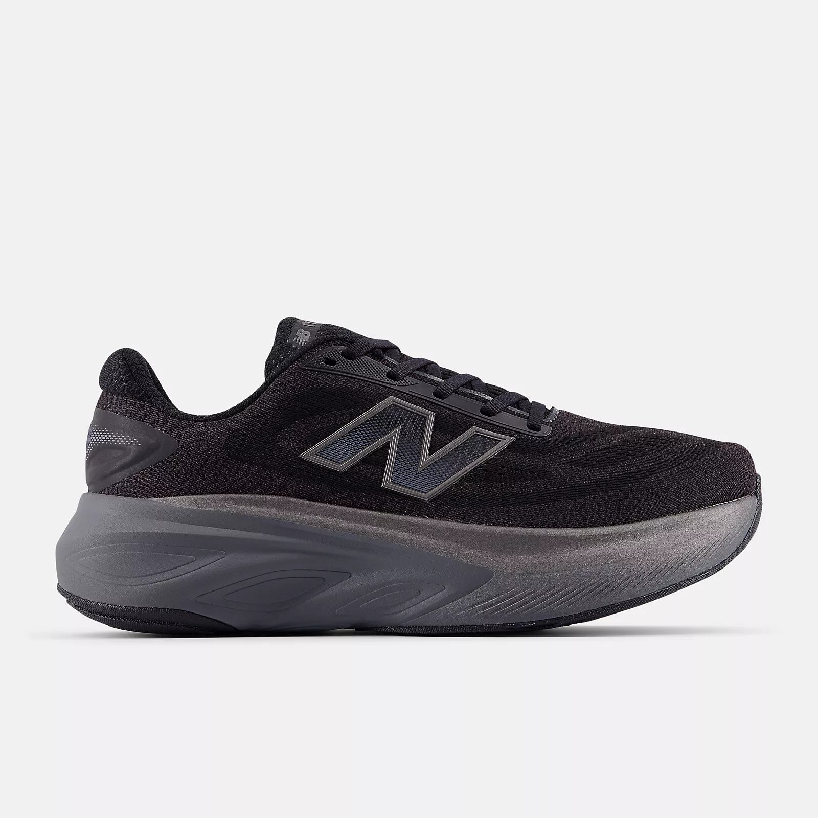 New Balance Men's Fresh Foam X More v6 Cushioned Running Shoe - Black with Castlerock and Black Metallic