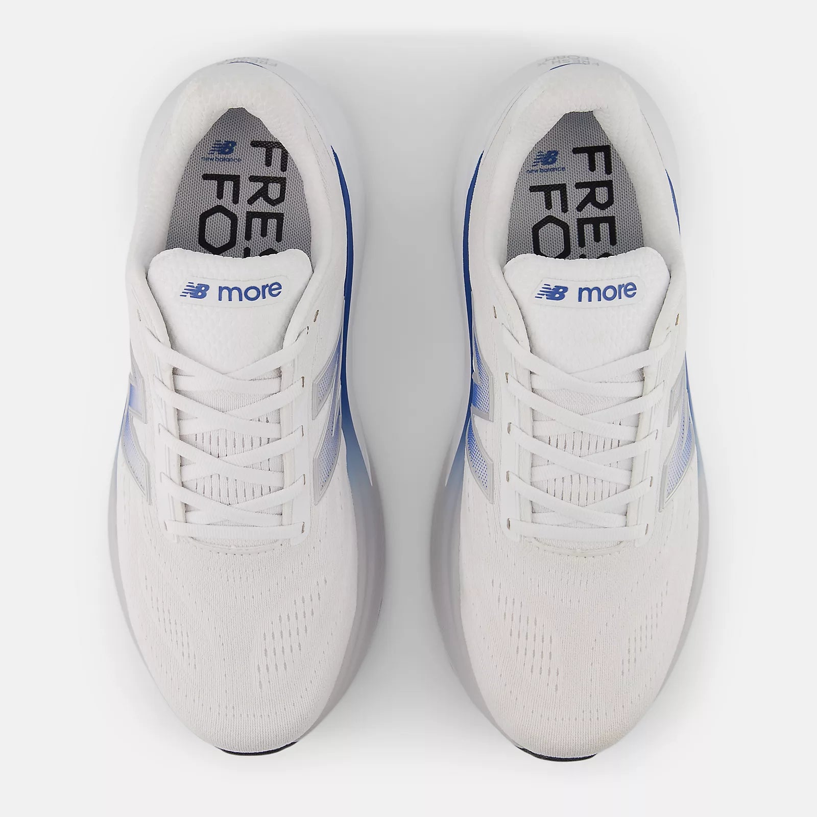 New Balance Men's Fresh Foam X More v6 Cushioned Running Shoe - NB 103 White with Blue Agate and Reflection