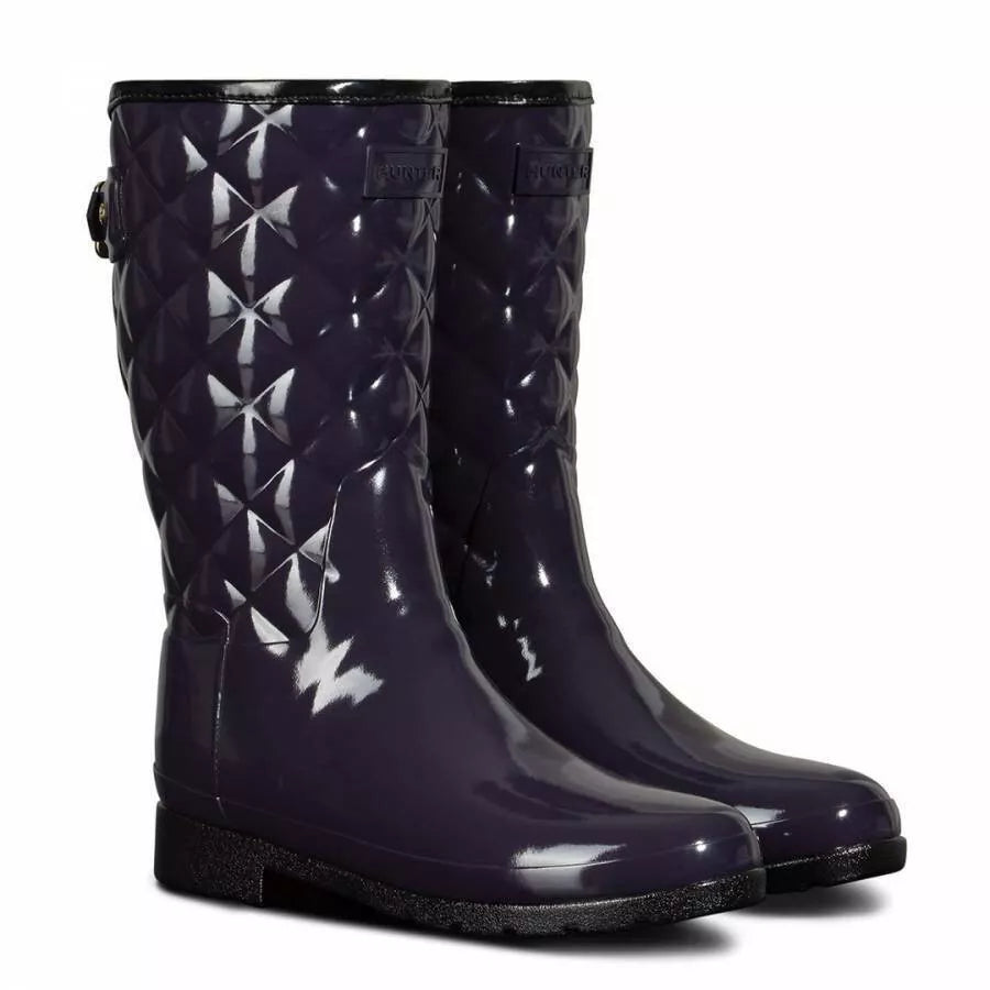 Hunter Women s Refined Short Quilted Gloss Rain Boot Hiline Sport