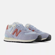 New Balance Unisex 574 Lightweight Sneaker - Oxford Blue with Apricot Orange