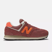 New Balance Unisex 574 Lifestyle Shoe - Red Rock with Tangerine Heat