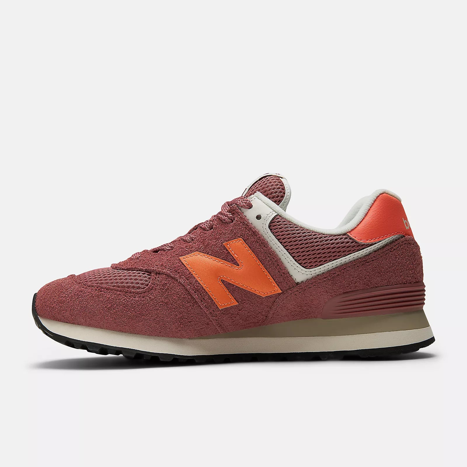 New Balance Unisex 574 Lifestyle Shoe - Red Rock with Tangerine Heat