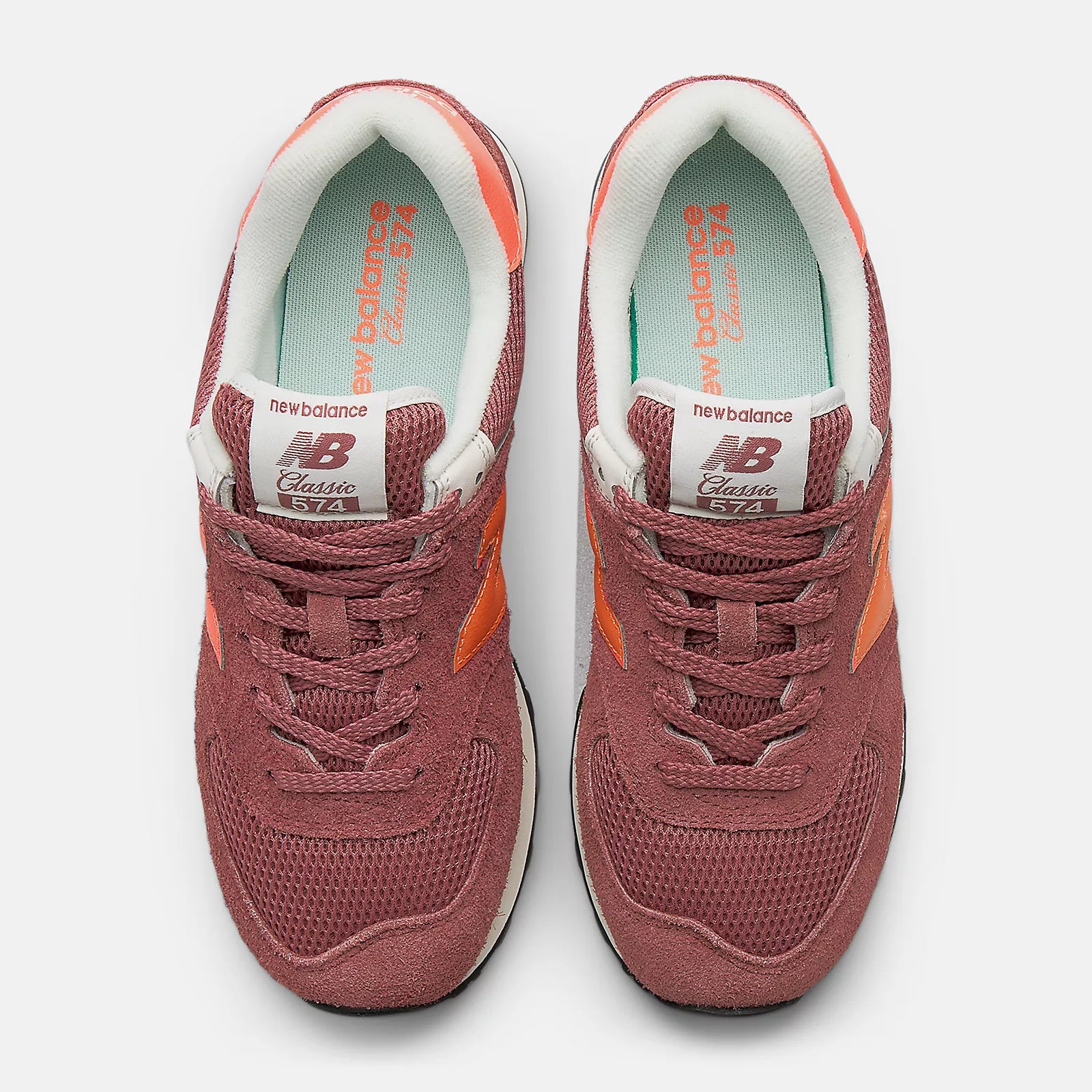 New Balance Unisex 574 Lifestyle Shoe - Red Rock with Tangerine Heat