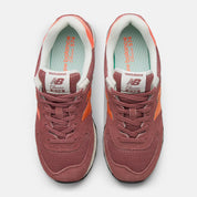 New Balance Unisex 574 Lifestyle Shoe - Red Rock with Tangerine Heat