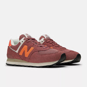 New Balance Unisex 574 Lifestyle Shoe - Red Rock with Tangerine Heat