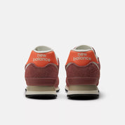 New Balance Unisex 574 Lifestyle Shoe - Red Rock with Tangerine Heat