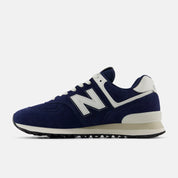 New Balance Unisex 574 V2 Varsity Suede Sneaker - Navy with Sea Salt