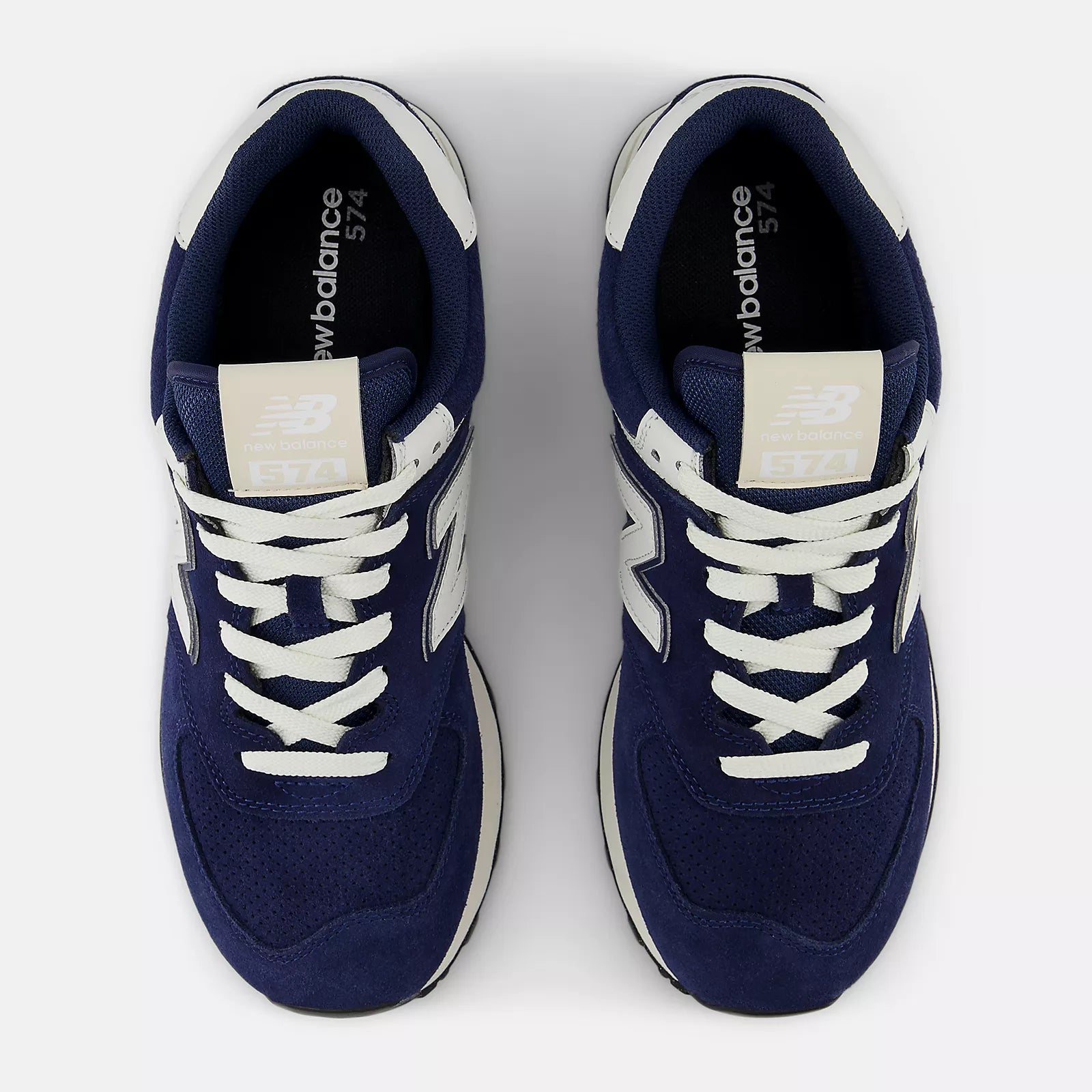 New Balance Unisex 574 V2 Varsity Suede Sneaker - Navy with Sea Salt