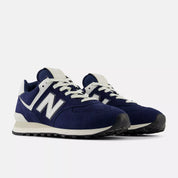 New Balance Unisex 574 V2 Varsity Suede Sneaker - Navy with Sea Salt