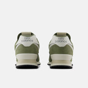 New Balance Unisex 574 V2 Varsity Suede Sneaker - Dark Olivine with Sea Salt