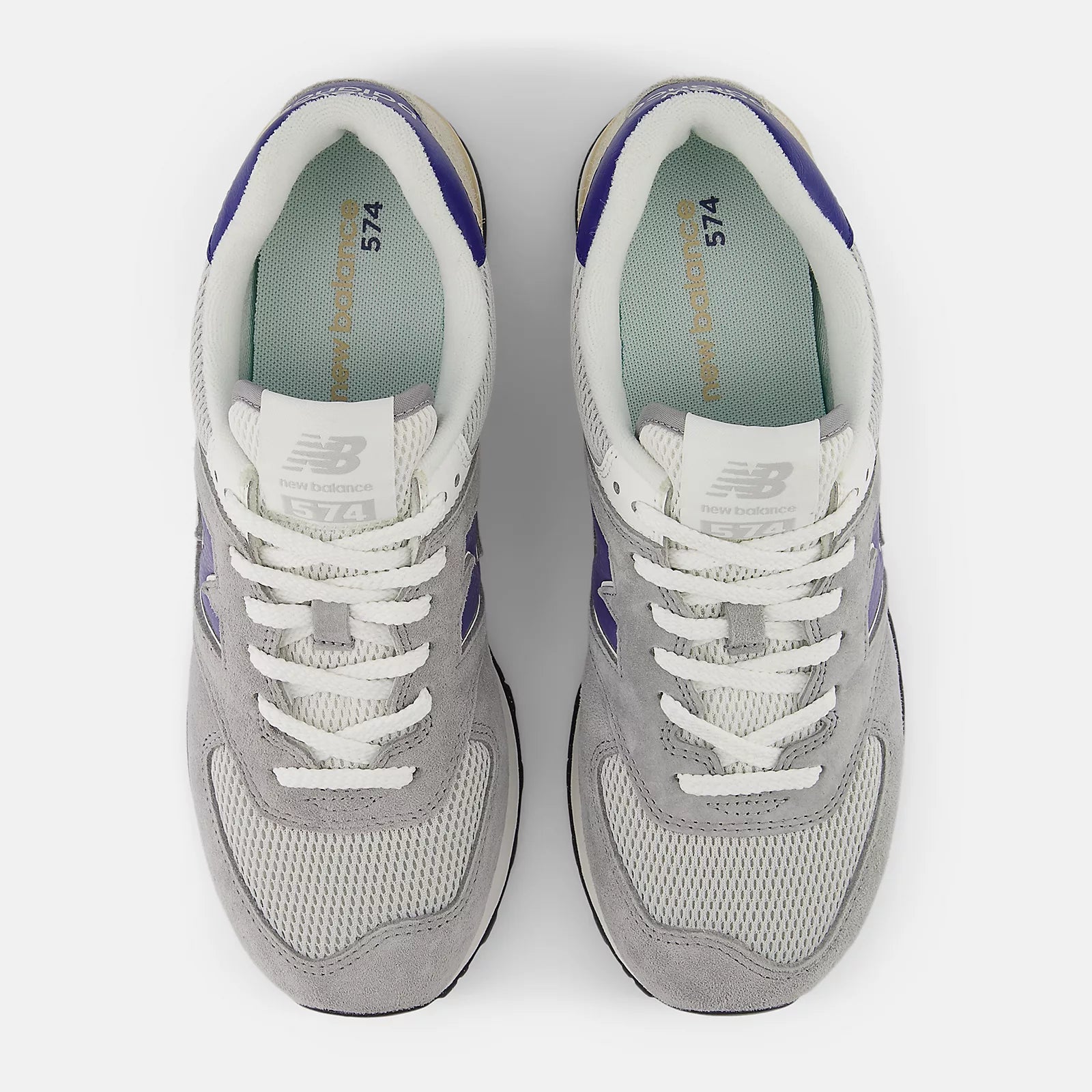 New Balance Unisex 574 Varsity Suede Sneaker - Slate Grey with Rain Cloud