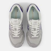 New Balance Unisex 574 Varsity Suede Sneaker - Slate Grey with Rain Cloud