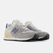 New Balance Unisex 574 Varsity Suede Sneaker - Slate Grey with Rain Cloud