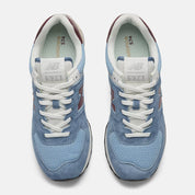 New Balance Unisex 574 Varsity Suede Sneaker - Shoreline Blue with Stillwater