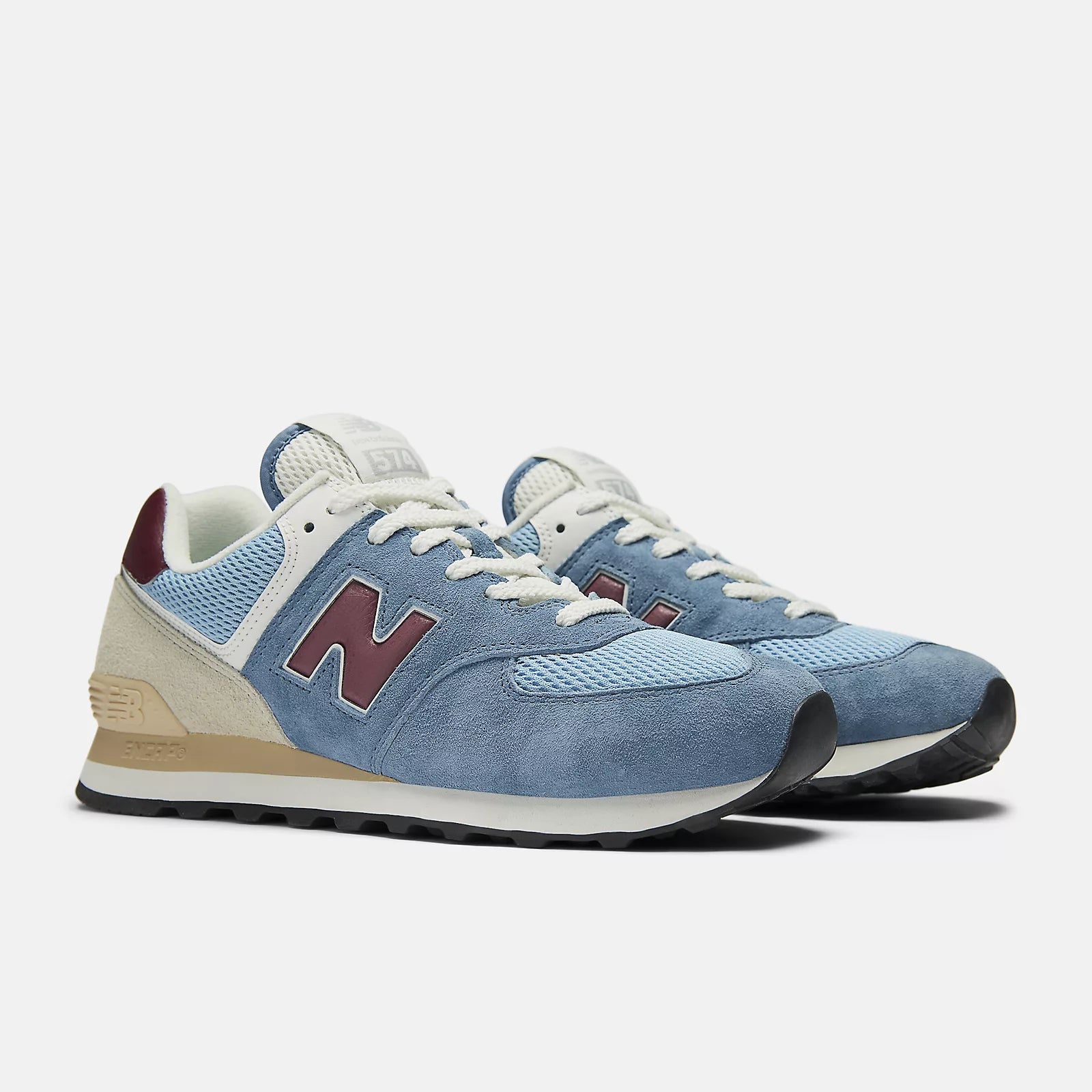 New Balance Unisex 574 Varsity Suede Sneaker - Shoreline Blue with Stillwater